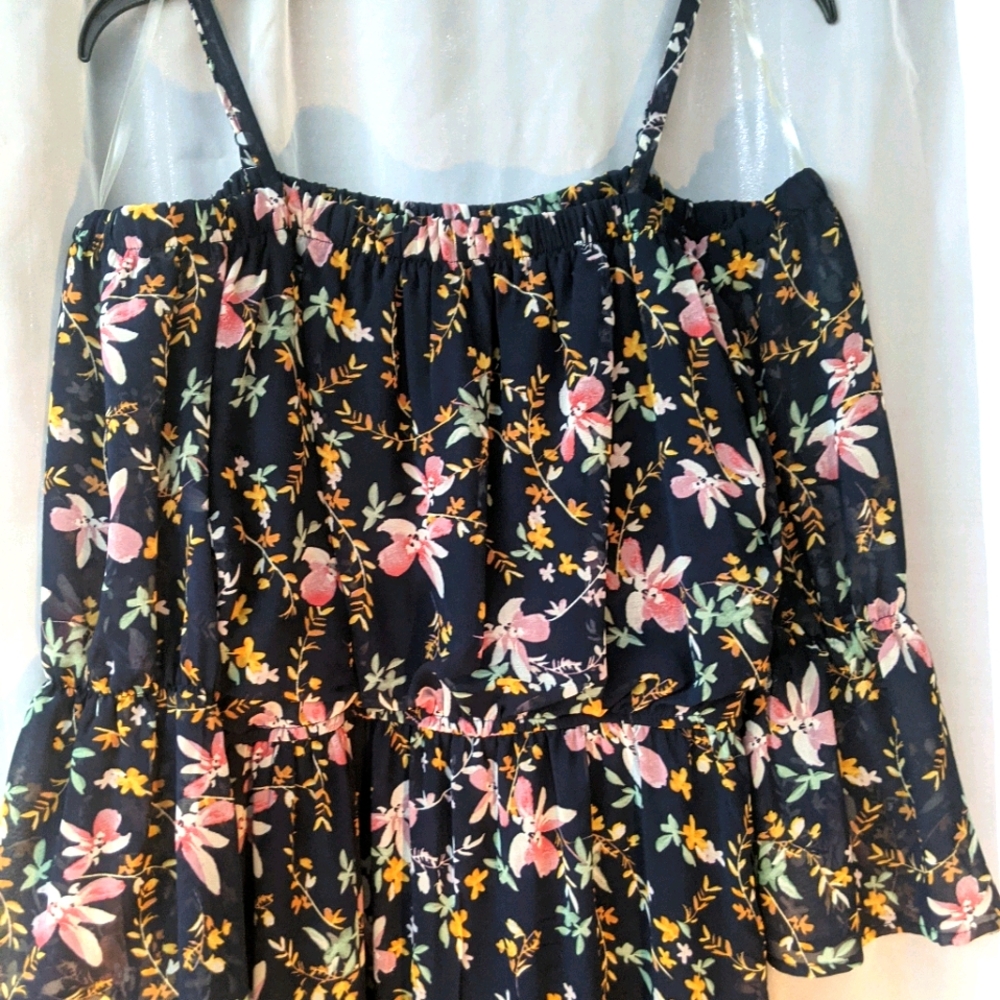 Long flower dress with side slit
